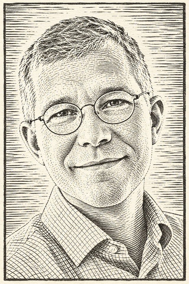 Woodcut portrait of Anders Brownworth